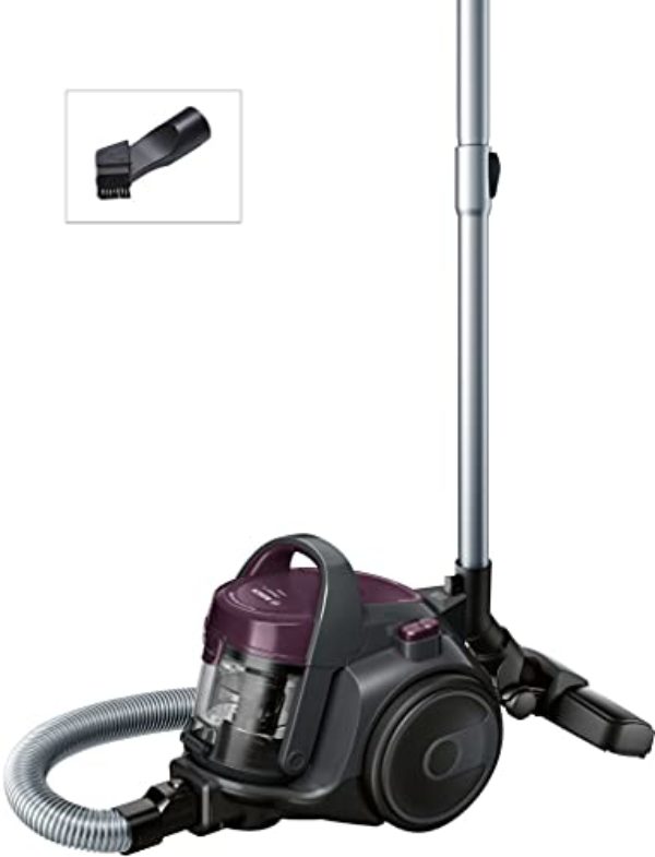 Bosch Série 2 Aspirateur sans sac BGC05AAA1 – Aspirateur au format ultra compact et poids léger, avec filtre hygiénique lavable et haute performance d’aspiration – Couleur : Violet